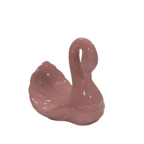 Vintage Andre Richard Ceramic Mauve Swan Soap Dish Towel Holder Trinket Dish 80s - Picture 1 of 9